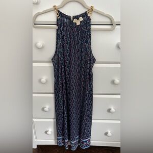 Michael Kors Chic Patterned coctail  Dress with Gold Chain Detail